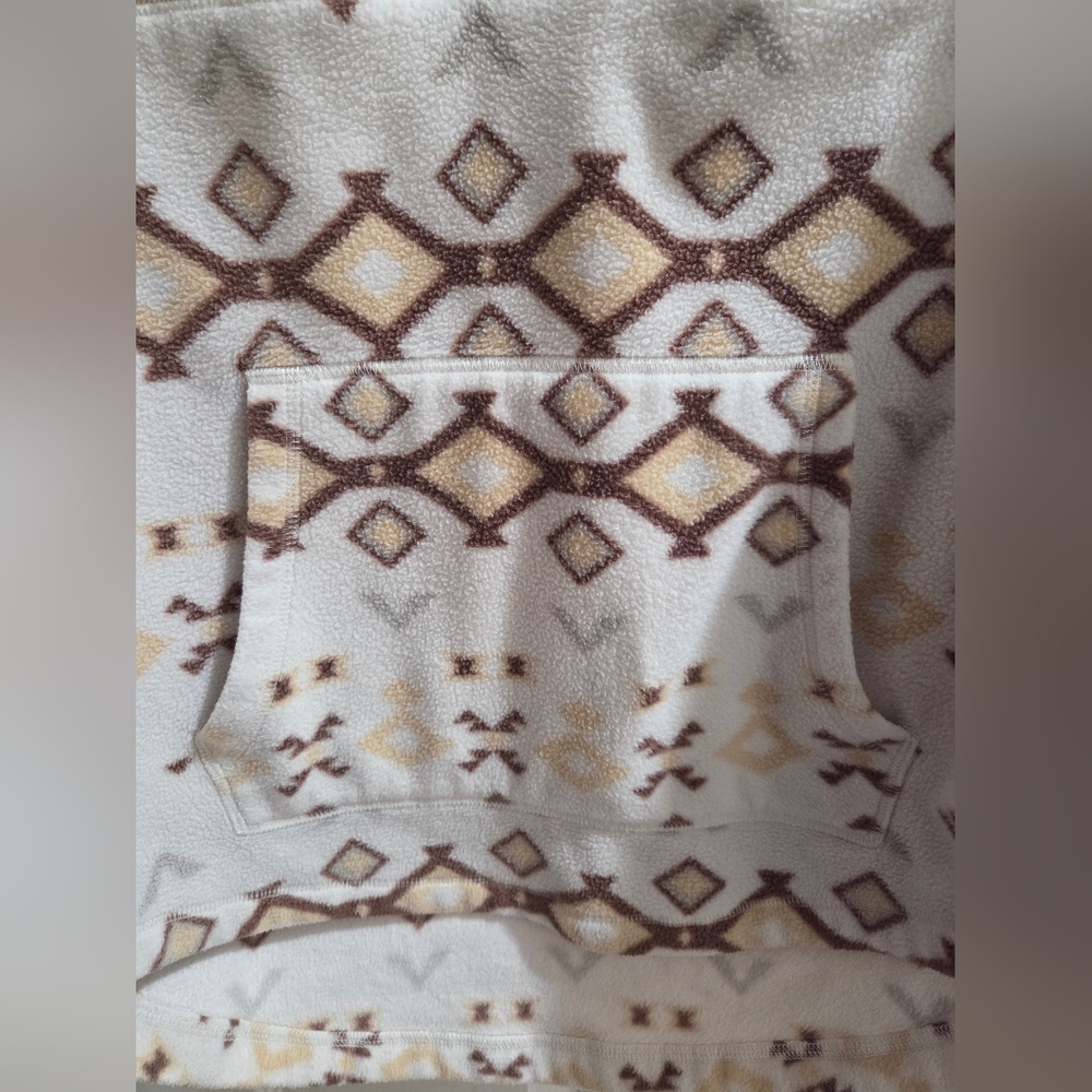 Sonoma Cream & Brown Patterned Quarter Button-up Pullover Sweatshirt - Picture 4 of 7